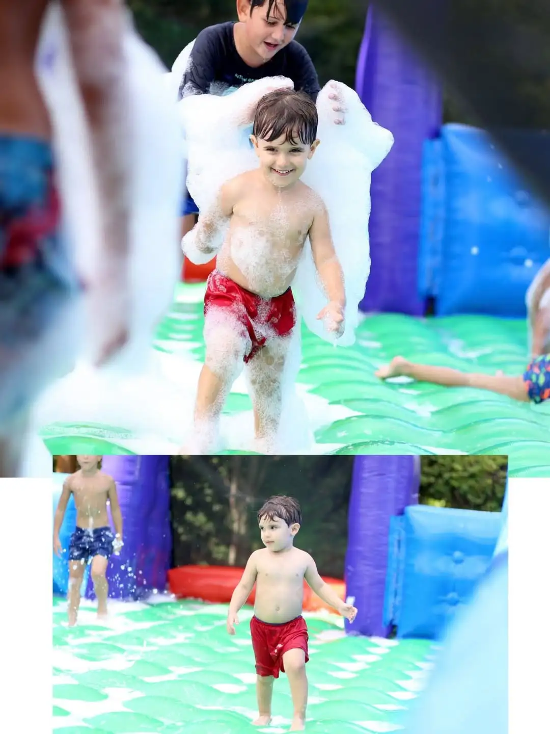 Crianças se divertindo em brinquedo inflável Happy Calis
